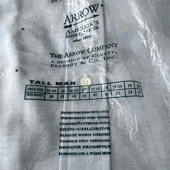 VTG NOS Arrow Dover Long Sleeve Dress Shirt 17 Tall 17-38 New In Package Blue. - Picture 2 of 6